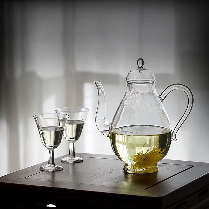 Set ceainic și cești din sticlă borosilicată de înaltă rezistență – 1 ceainic și 2 cești
