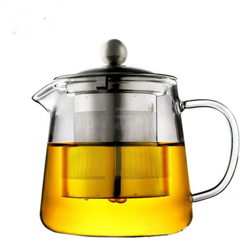 Ceainic din sticlă cu filtru din oțel inoxidabil, sticlă rezistentă la temperaturi, ceai cu flori, pentru casă și birou