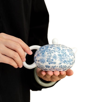 Set de ceai din porțelan alb cu motif Kung Fu, ceainic și tavă pentru ceai, ceramic, pentru două persoane