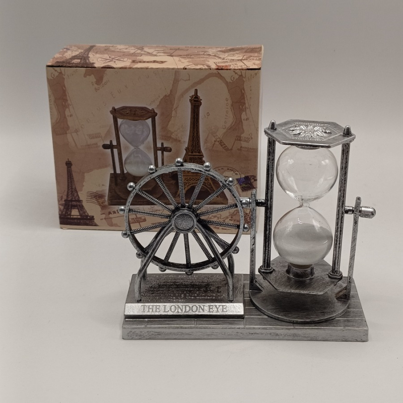 Roată Ferris vintage cu clepsidră cu nisip – ornament decorativ pentru casă