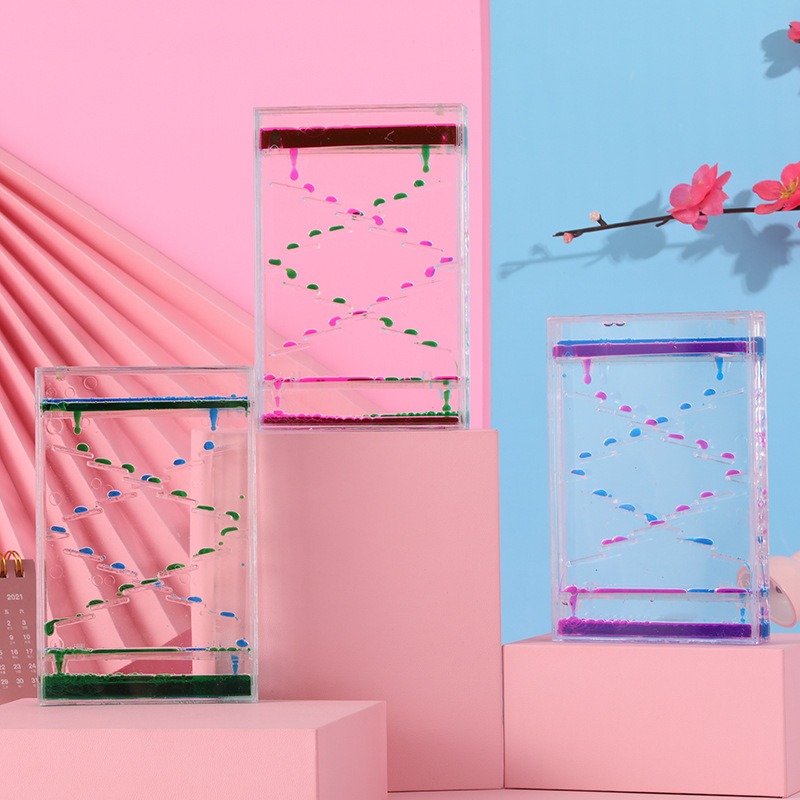 Pandantiv decorativ din plastic, cu picătură de ulei și ceas cu lichid — design modern minimalist, fabricat manual, Xingxuan