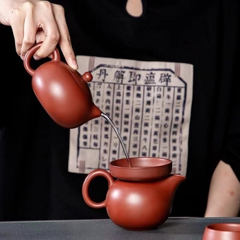 Set ceainic din lut purpuriu pentru uz casnic – ceainic Xi Shi cu design Da Hong Pao, set complet de ceai într-o cutie cadou