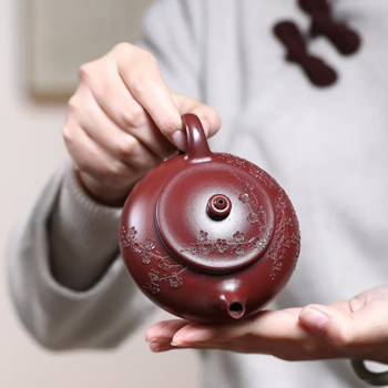 Ceainic Yixing din lut purpuriu cu Dragon Blood Sand pentru ceai Gongfu, lucrat manual