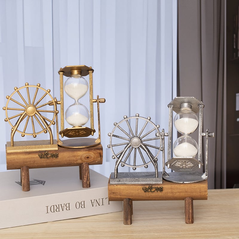 Clepsidră cu roata Ferris nostalgic retro pentru birou – decor de birou, cadou pentru ziua colegilor și sărbători