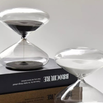 Clepsidră din sticlă borosilikată, design plat și rotund, 30 de minute, cadou de absolvire și Ziua Îndrăgostiților