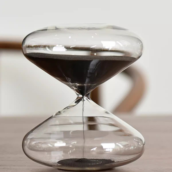 Clepsidră din sticlă borosilikată, design plat și rotund, 30 de minute, cadou de absolvire și Ziua Îndrăgostiților