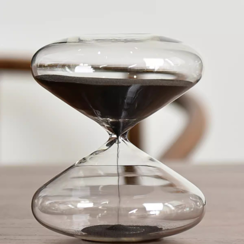 Clepsidră din sticlă borosilikată, design plat și rotund, 30 de minute, cadou de absolvire și Ziua Îndrăgostiților
