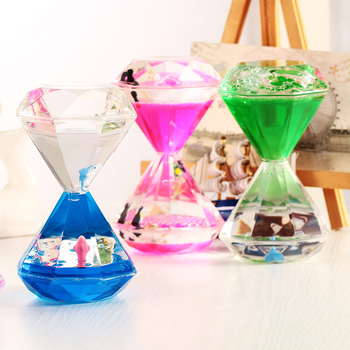 Ceas cu nisip în formă de diamant, cu picături de ulei și animale marine, decor colorat pentru birou
