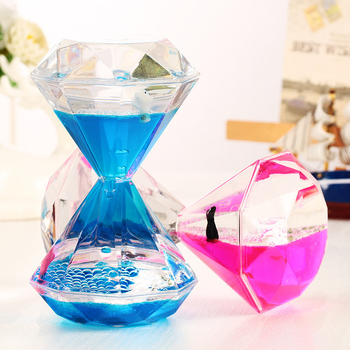 Ceas cu nisip în formă de diamant, cu picături de ulei și animale marine, decor colorat pentru birou