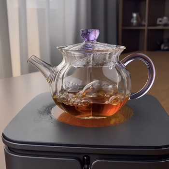 Ceainic din sticlă cu filtru, în formă de lotus, mini ceainic de înaltă calitate și set Gongfu de ceai, sticlă borosili­cată