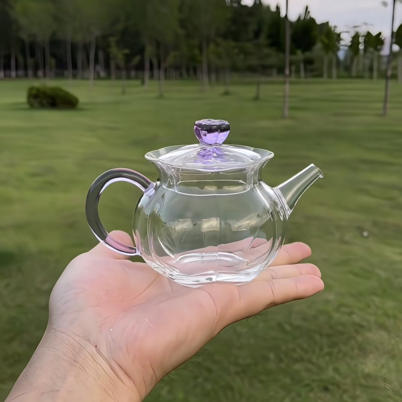 Ceainic din sticlă cu filtru, în formă de lotus, mini ceainic de înaltă calitate și set Gongfu de ceai, sticlă borosili­cată