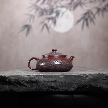 Ceainic Yixing din lut purpuriu, lut negru original mineral, capacitate mare, ceață Jiangnan, ceainic Kung Fu