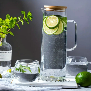 Ceainic din sticlă borosilicată pentru ceai și băuturi, apă rece – rezistent la căldură