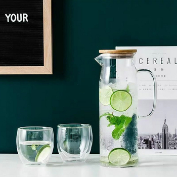 Ceainic din sticlă borosilicată pentru ceai și băuturi, apă rece – rezistent la căldură