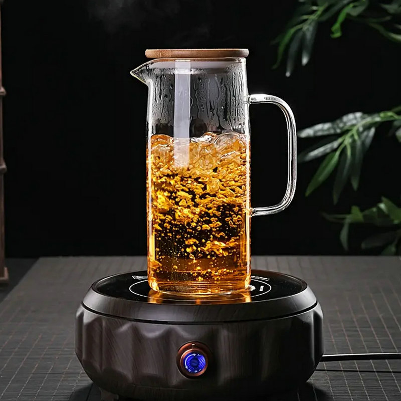 Ceainic din sticlă borosilicată pentru ceai și băuturi, apă rece – rezistent la căldură