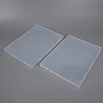 Cutie transparentă plată din plastic, dreptunghiulară, înălțime 1,7 cm, pentru autocolante, documente, papetărie, ambalare și depozitare