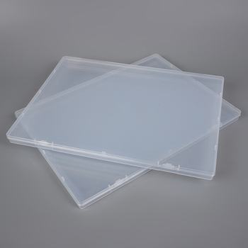 Cutie transparentă plată din plastic, dreptunghiulară, înălțime 1,7 cm, pentru autocolante, documente, papetărie, ambalare și depozitare