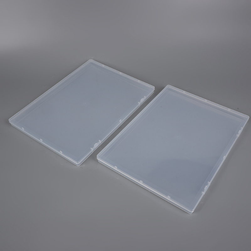Cutie transparentă plată din plastic, dreptunghiulară, înălțime 1,7 cm, pentru autocolante, documente, papetărie, ambalare și depozitare