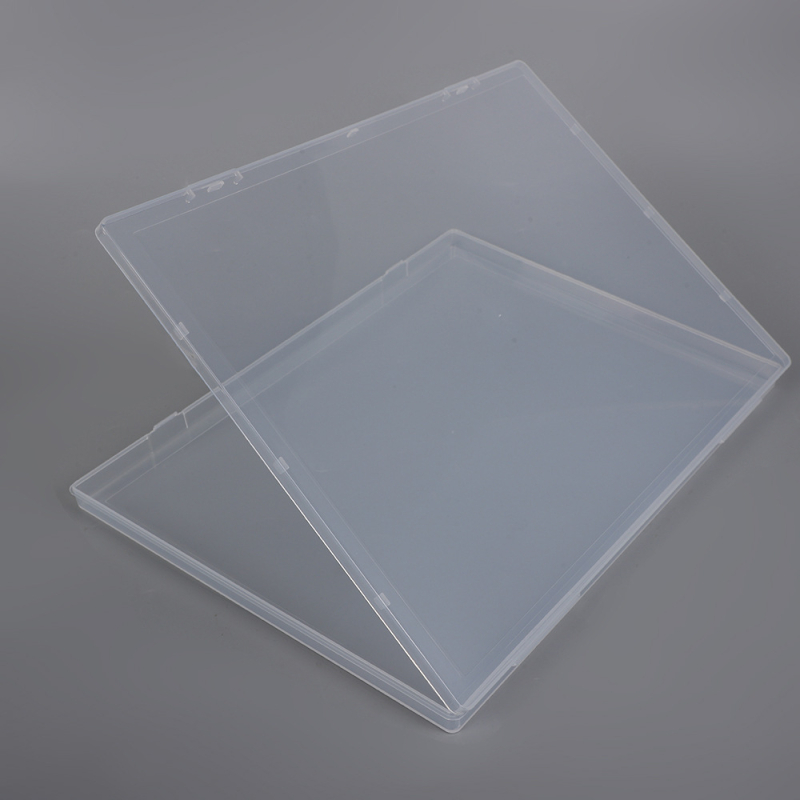 Cutie transparentă plată din plastic, dreptunghiulară, înălțime 1,7 cm, pentru autocolante, documente, papetărie, ambalare și depozitare
