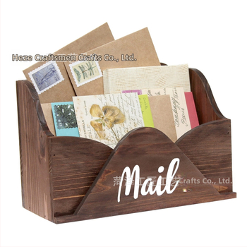 Cutie din lemn pentru poștă și birou – organizator din pin, stil modern minimalist, cu dungi, cutie retro pentru dosare