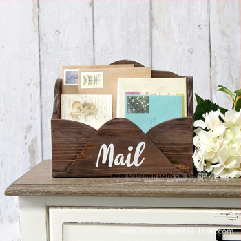 Cutie din lemn pentru poștă și birou – organizator din pin, stil modern minimalist, cu dungi, cutie retro pentru dosare