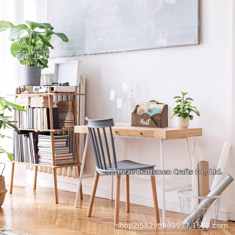 Cutie din lemn pentru poștă și birou – organizator din pin, stil modern minimalist, cu dungi, cutie retro pentru dosare