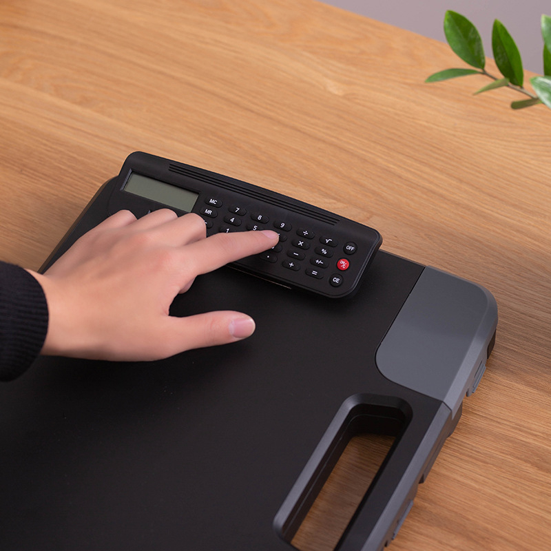 Praise A4 cutie multifuncțională pentru dosare, cu calculator, spațiu de depozitare pentru unelte și tablă de scriere, clip din plastic