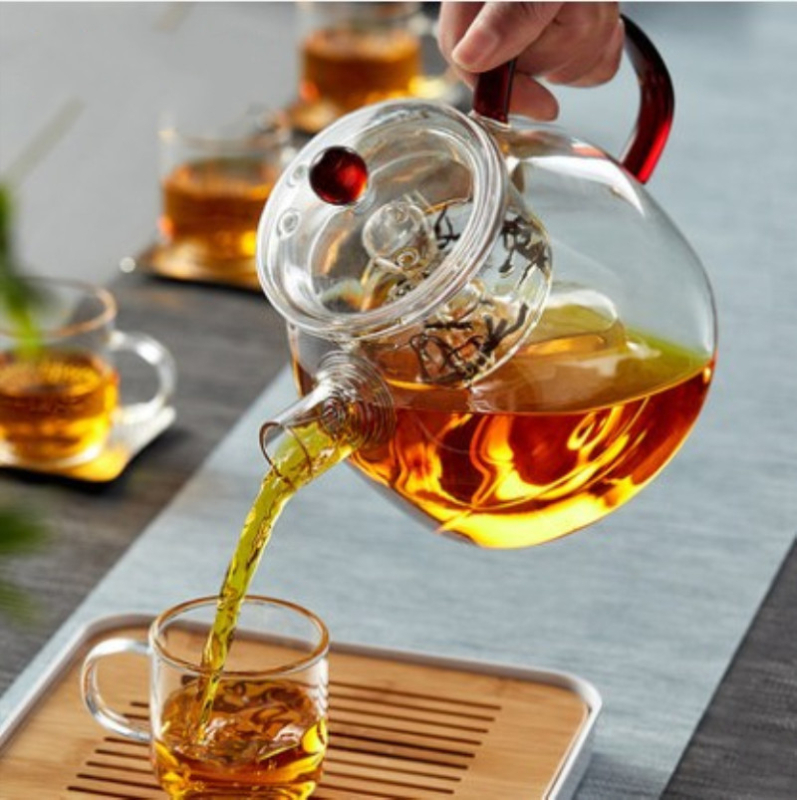 Θερμοανθεκτική παχιά γυάλινη τσαγιέρα 1200 ml για οικιακή χρήση, κατάλληλη για ηλεκτρική κεραμική εστία