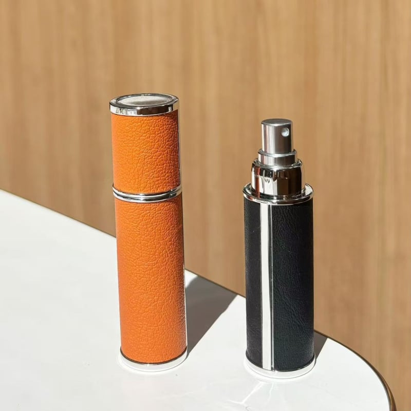 5 ml bőrből készült parfümös üveg, utazáshoz, elegáns, hordozható, üres mintaszóró