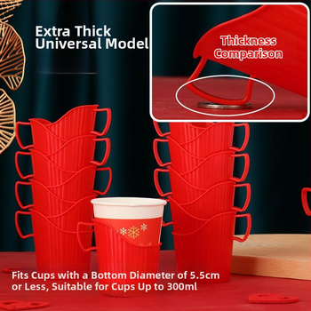 Slávnostný extrahustý jednorazový držiak na papierové poháre s tepelno-izolačnou podložkou na čaj; vhodný na svadby, sťahovanie a oslavu splnu.
