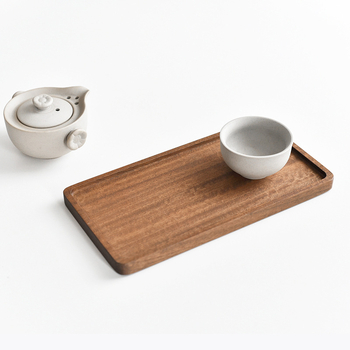 Tavă dreptunghiulară din lemn, stil japonez, pentru desert, tavă de ceai, suport pentru ceașcă, recuzită pentru fotografie culinară