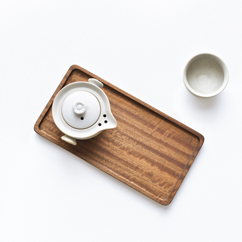 Tavă dreptunghiulară din lemn, stil japonez, pentru desert, tavă de ceai, suport pentru ceașcă, recuzită pentru fotografie culinară