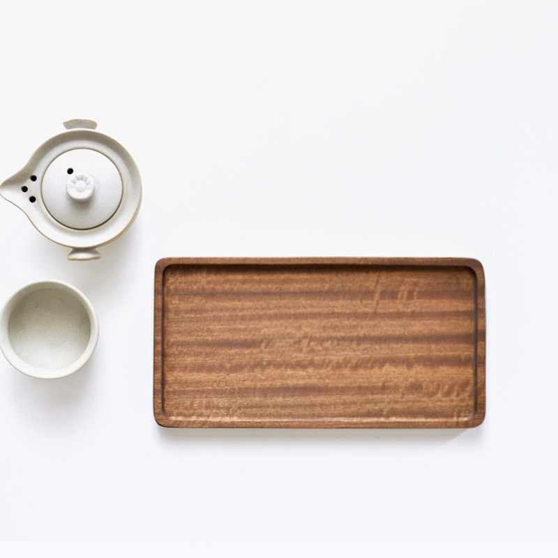 Tavă dreptunghiulară din lemn, stil japonez, pentru desert, tavă de ceai, suport pentru ceașcă, recuzită pentru fotografie culinară