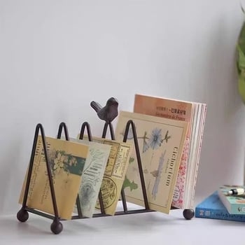Птицеподобен триъгълен шкаф за книги и органайзер за списания и чинии – подреждане и съхранение, ретро стил