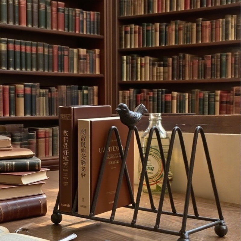 Птицеподобен триъгълен шкаф за книги и органайзер за списания и чинии – подреждане и съхранение, ретро стил