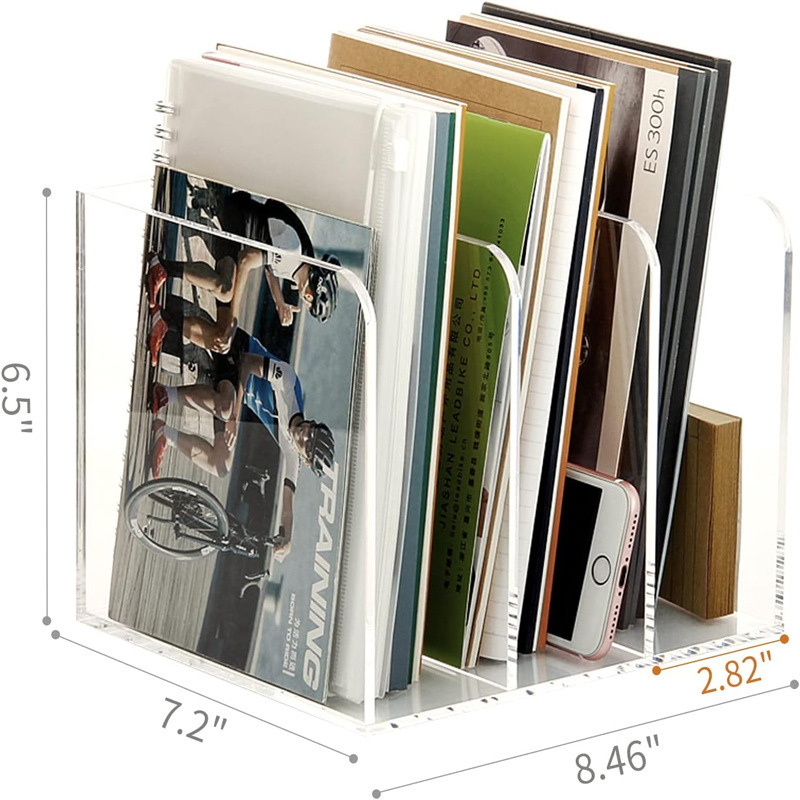 Raft acrilic transparent B5 pentru reviste și suport pentru fișiere A4 pentru birou