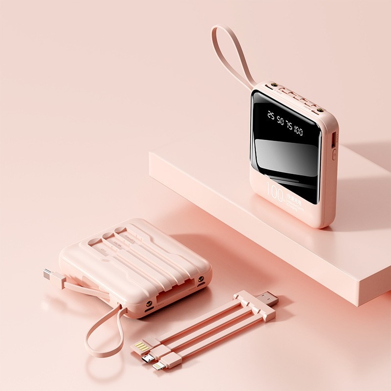 Prijenosni power bank s ugrađenim kabelom, kompakt dizajn, 20000 mAh, personalizirani dar