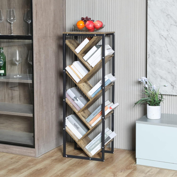 Bibliotecă din lemn în formă de copac, cu nouă etaje, pentru living — depozitare cărți, reviste și albume foto