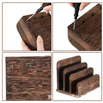 Raft de depozitare pentru fișiere de birou din lemn de acacia, suport vertical pentru cărți poștale și reviste, raft pentru chitanțe în uz casnic
