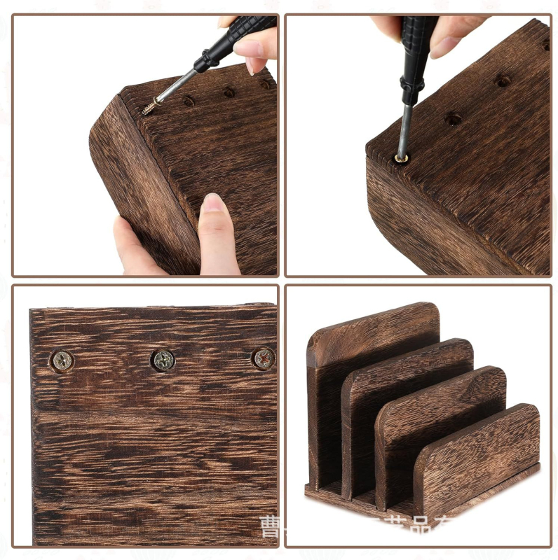 Raft de depozitare pentru fișiere de birou din lemn de acacia, suport vertical pentru cărți poștale și reviste, raft pentru chitanțe în uz casnic
