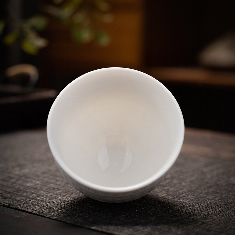 Ceasca de ceai din portelan alb cu motiv Sutra Inimii, ceai kung fu, pentru casă și birou, stil minimalist