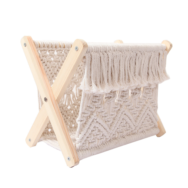 Raft de depozitare din sfoară de bumbac, stil nordic, organizator pentru cărți și reviste, pentru masă și podea, ca recuzită pentru fotografii