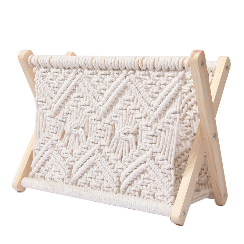 Raft de depozitare din sfoară de bumbac, stil nordic, organizator pentru cărți și reviste, pentru masă și podea, ca recuzită pentru fotografii