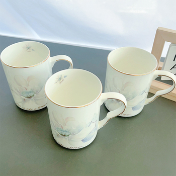 Cană Tangshan din porțelan de os — pentru ceai sau cafea, stil clasic, albastru și alb