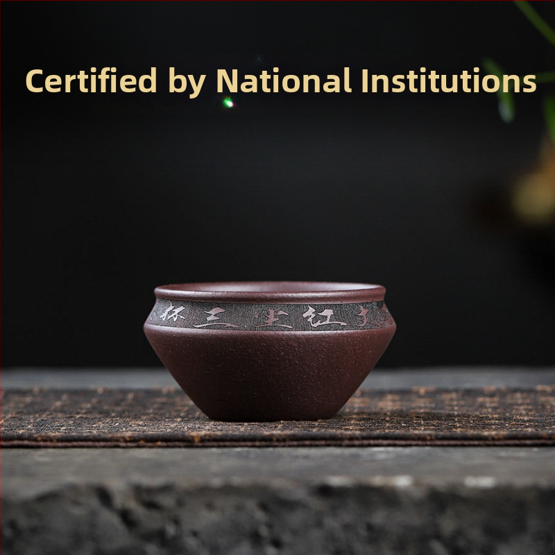 Ceașcă de ceai din lut mov, cu motiv peisaj, pentru uz casnic