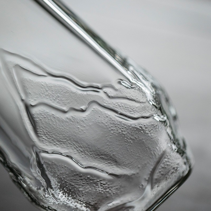 Ceașcă din sticlă borosilicată înaltă, cu vedere la munte – pentru ceai verde și băuturi