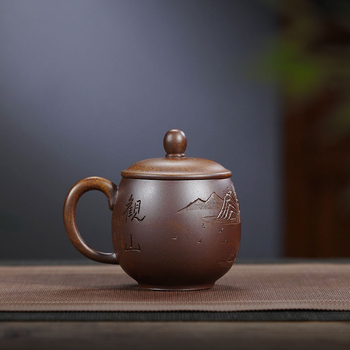 ceașcă de ceai din lut mov cu capac, mică capacitate, model pentru femei, capac cu design ou dragon, ceramică