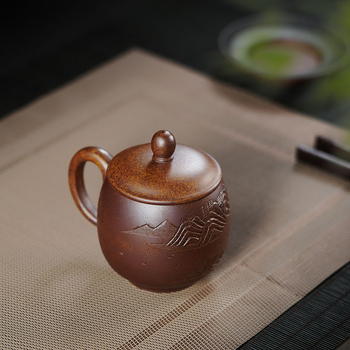 ceașcă de ceai din lut mov cu capac, mică capacitate, model pentru femei, capac cu design ou dragon, ceramică