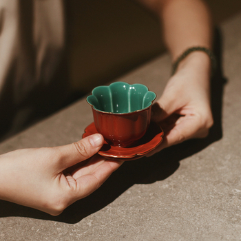 Ceașcă de ceai roșie din ceramică, stil chinezesc, pentru degustare de ceai