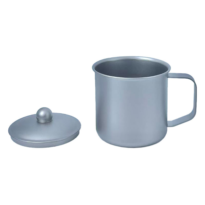 Cană din titan 350 ml, cu capac și mâner, design minimalist modern pentru ceai
